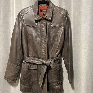 Vintage Danier Taupe Leather Coat - Size Small to Medium